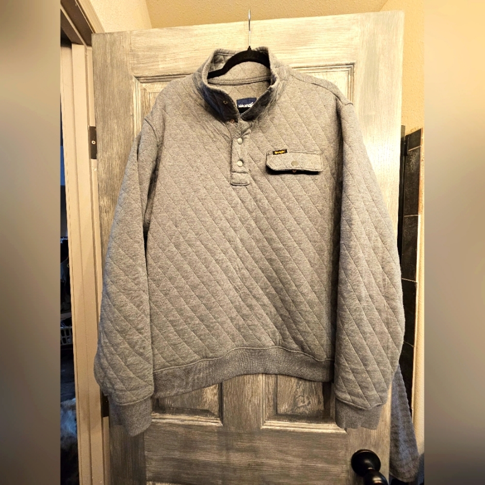 Men's Gray Quilted Large Wrangler Sweater